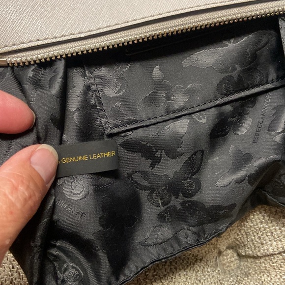 Sale! Rebecca Minkoff light gray crossbody bag with chain strap and tassels. - Picture 12 of 16